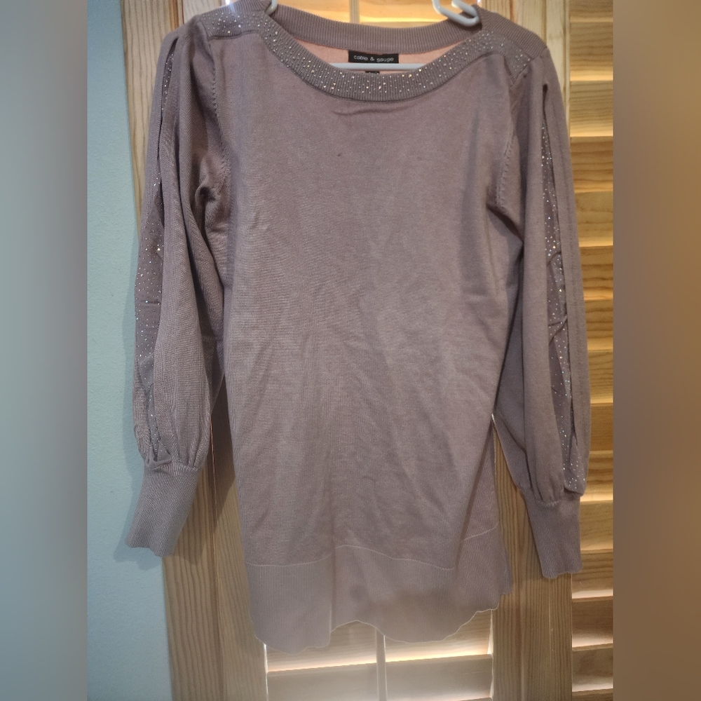 Cable & Gauge Lavender Knit Top with Sparkle Accents
